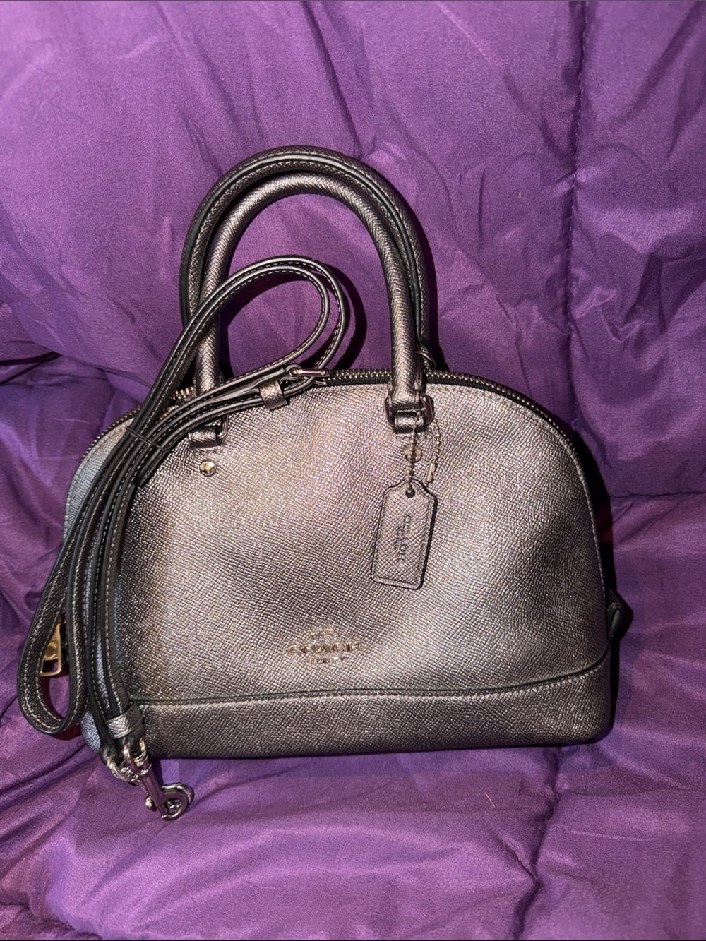 Coach Sierra Metallic silver Dome Satchel